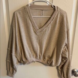 AS Revival Beige V-Neck Cropped Sweater